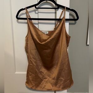 orange silk rachel zoe cowl neck tank top